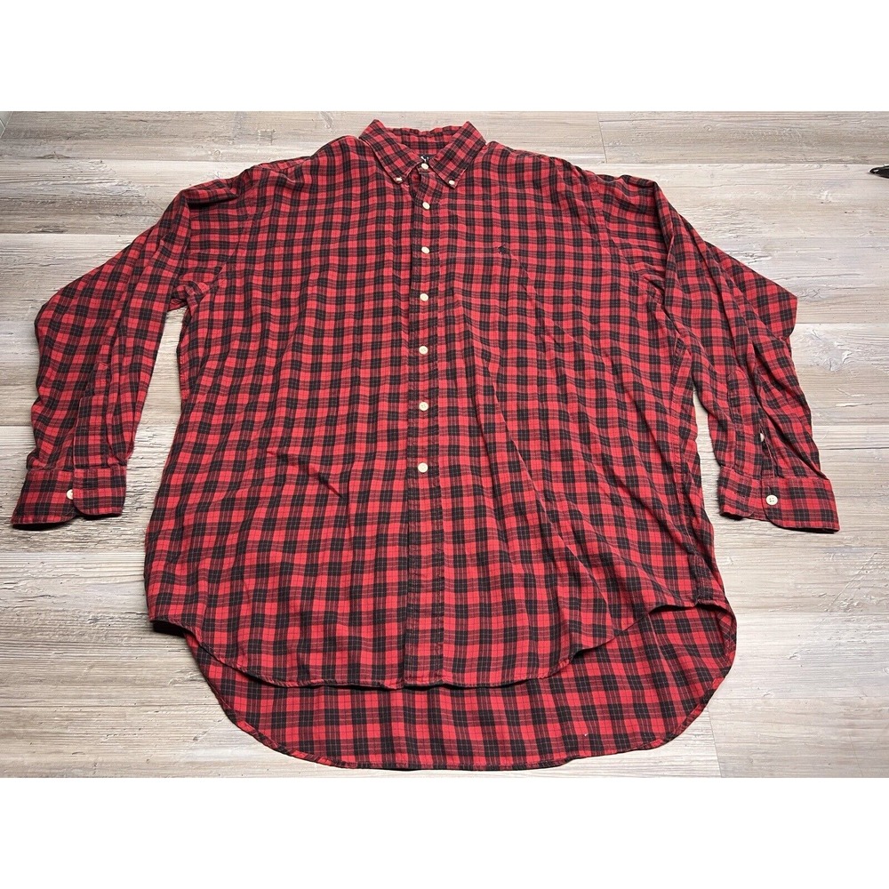 Polo Ralph Lauren Blaire‎ Plaid Shirt Mens Size L 100% Cotton Red